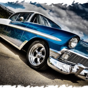 Car Chevy 1956  Chevy Bel Air Hardtop Blue/White Classic Car Mouse Pad