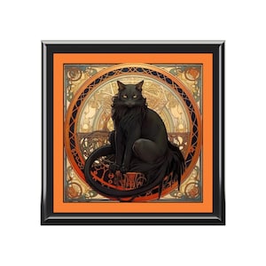 Art Mystical Black Cat  Jewelry / Ring Box  Gothic Elegant Gift for Cat Lovers Witchy Unique
