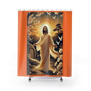 Jesus in the Garden Bathroom Shower Curtain Jesus Design, Inspirational Decor, Religious Gift, Easter Decor