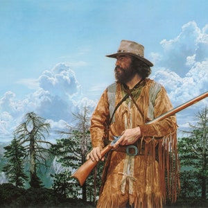 Old West Art -Mountain Man in the Rocky&#39;s 13&quot;x19&quot; Color PRINT