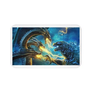 Godzilla vs. King Ghidorah Bath Mat, Unique Gift for Movie Lovers, Retro Monster