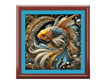 Elegant Fish Design Jewelry Box, Decorative Storage, Gift for Her, Organizer for Earrings, Rings, Anniversary, Birthday