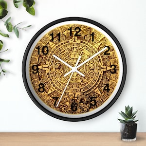 Aztec Calendar Wall Clock Unique Home Decor, Mayan Art, Vintage Style