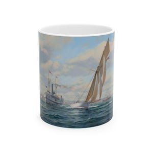 Nautical Sailing Vessel and Early Steamers Themed Ceramic Mug - Perfect Gift for Sailors, Beach Lovers, Coffee Mug, Seaside Decor, Tea Mug