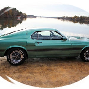 Car Ford Mustang Mouse Pad 1969 SHELBY GT350 FASTBACK Green (Side View) Picture on Mouse Pad