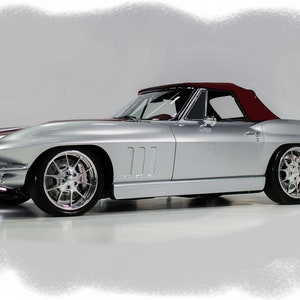 Car Chevy Mouse Pad of 1966  Corvette Convertible Classic Silver Maroon Picture on mouse pad