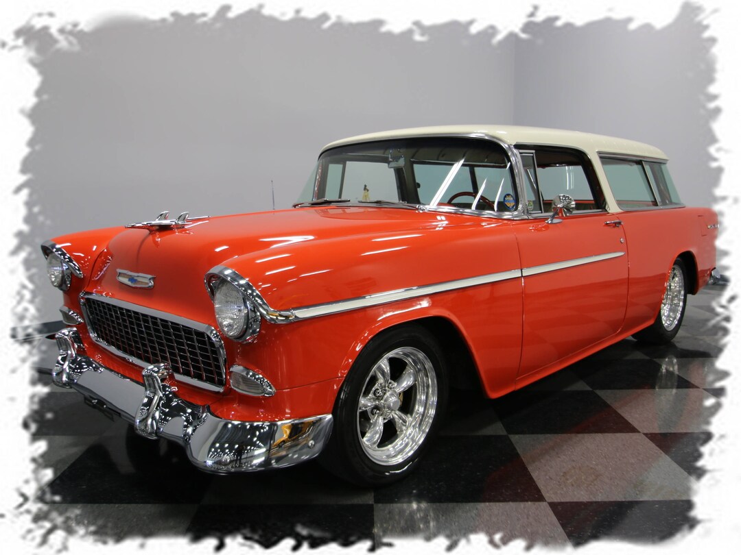 Chevy Classic Mouse Pad - 1955 Chevy Nomad Station Wagon Orange
