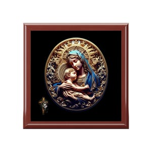 Elegante joyero con diseño religioso, porta recuerdos decorativo, regalo inspirado en la fe, organizador para ocasiones especiales, grande [...]