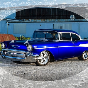 Car Chevy 1957  Chevy Bel Air Hardtop Custom Blue Classic Car Mouse Pad