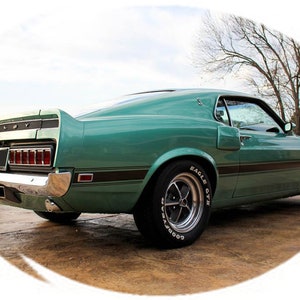 Car Mustang Mouse Pad 1969 SHELBY GT350 FASTBACK Green (Back View) Picture on Mouse Pad