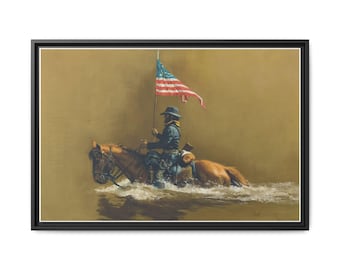 Impressão artística em tela da Guerra Civil Americana: Soldado de Cavalaria - Uma combinação única de História e Arte.