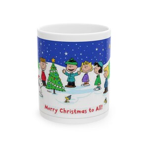 Charlie Brown Christmas Ceramic Mug, Holiday Gift Peanuts Christmas Mug,