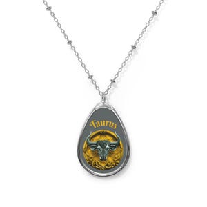 Taurus Oval Necklace, Zodiac Jewelry, Horoscope Gift, Astrology Pendant, Celestial Charm, Birthstone Necklace