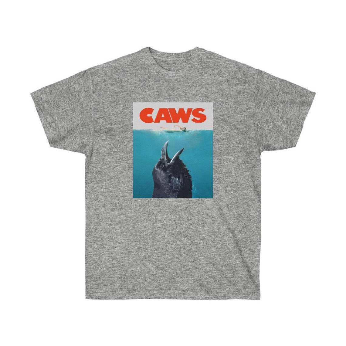CAWS Crow Jaws Poster Parody Unisex TShirt Funny Raven Shirt Etsy