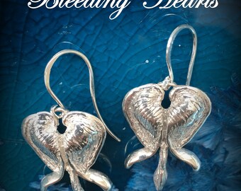 Sterling Silver Bleeding Heart Flower Earrings - Etsy
