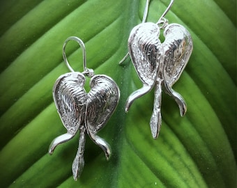 Sterling Silver Bleeding Heart Flower Earrings