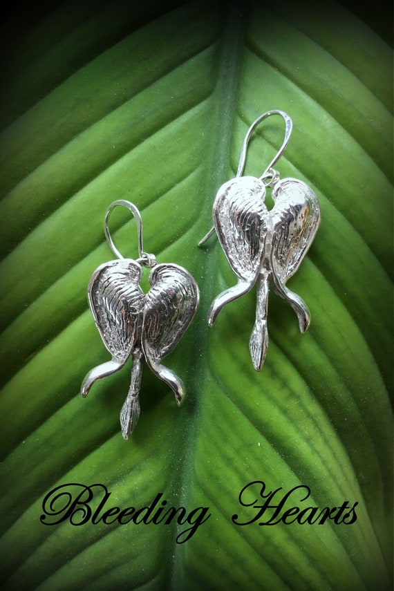 Sterling Silver Bleeding Heart Flower Earrings