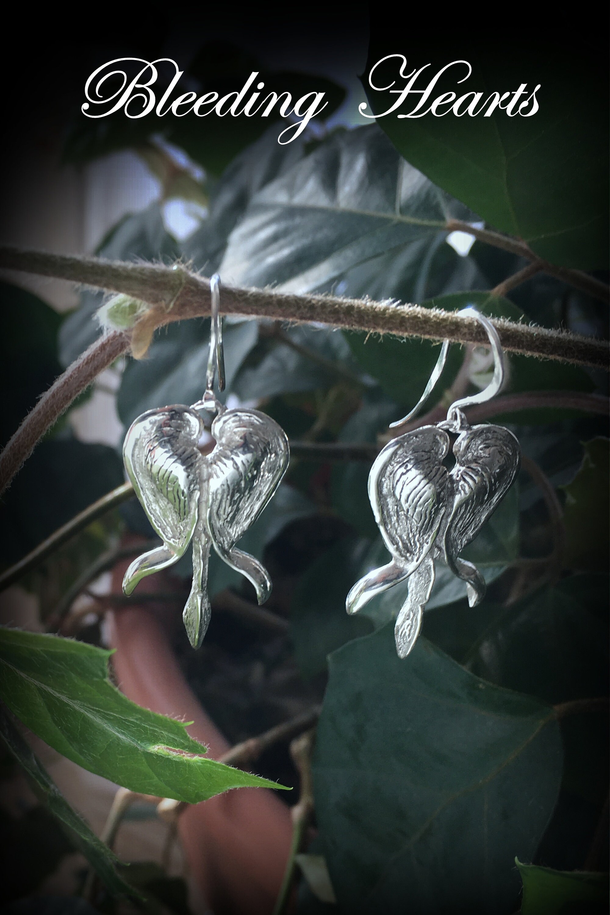 Sterling Silver Bleeding Heart Flower Earrings - Etsy