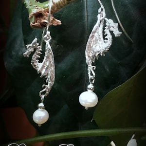 Dragon Earrings with Pearls