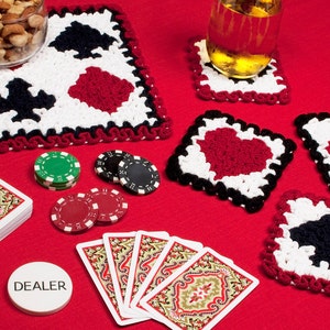 Wiggly Playing Cards Centralny element i podstawki: Wzór na szydełkowane podstawki, pobierz plik PDF