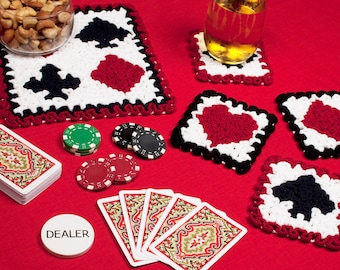 Wiggly Playing Cards Centerpiece and Coasters: Crochet Coasters Pattern, PDF download