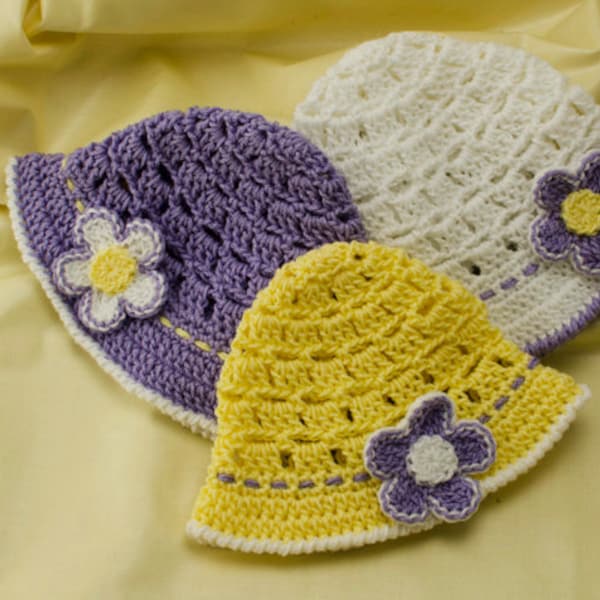 Baby Sun Hat: Crochet Baby Hat Pattern, PDF download