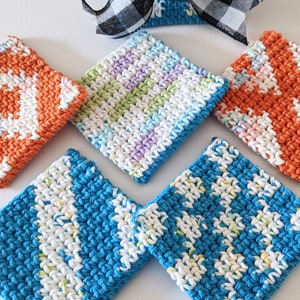 Tapestry Thermal Stitch Coasters: Crochet Coasters Pattern, PDF download