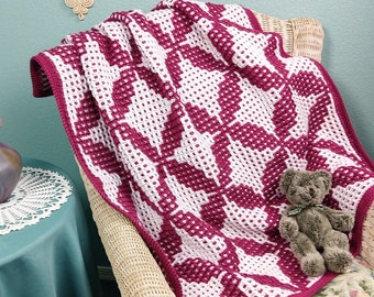 Wedding Ring Blanket: Mosaic Crochet Afghan Pattern, PDF download