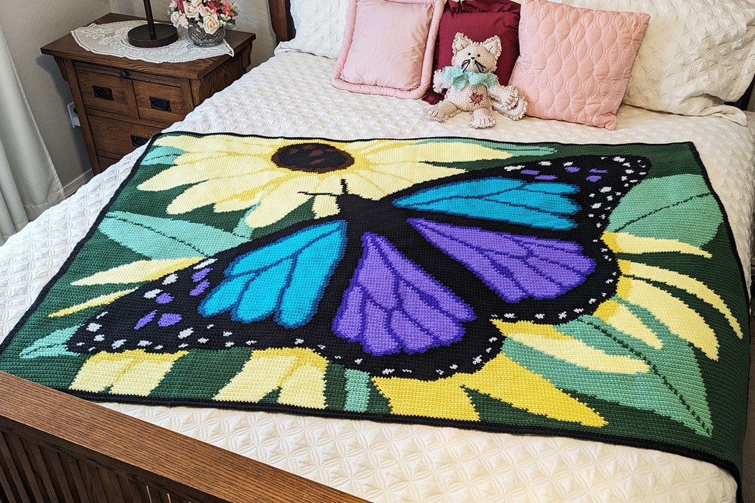 Majestic Butterfly Afghan: Crochet Afghan Pattern, PDF Download