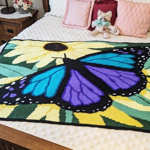 Papillon majestueux afghan : motif afghan au crochet, téléchargement PDF