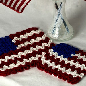 Wiggly Crochet July 4th Flag Hot Pad & Coaster: Crochet Coaster Pattern, PDF download
