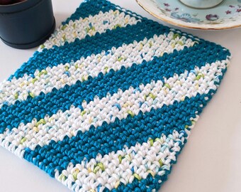 Diagonals and Lanterns Potholder: Crochet Potholder Pattern, PDF download