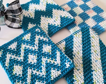 Tapestry Thermal Stitch Potholders: Crochet Potholders Pattern, PDF download