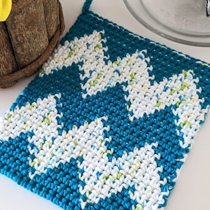 Zigzags and Diamonds Potholder: Crochet Potholder Pattern, PDF download