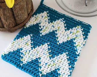 Zigzags and Diamonds Potholder: Crochet Potholder Pattern, PDF download