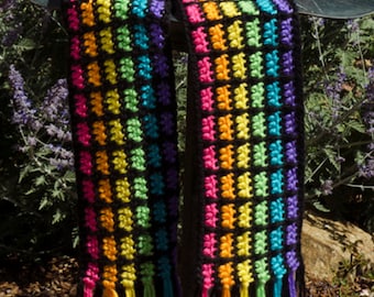 Easy Rainbow Scarf: Crochet Scarf Pattern, PDF download