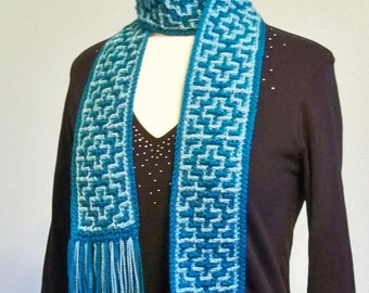 Crochet Mosaic Scarf: Crochet Scarf Pattern, PDF download