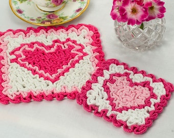 Wiggly Crochet Valentine Hot Pad & Coaster: Crochet Coaster Pattern, PDF download