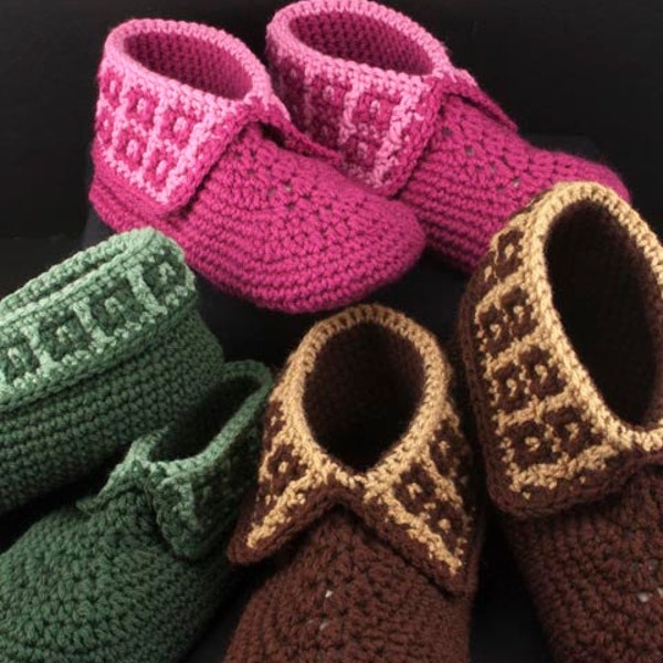 Family Slippers for men, women and teens: Crochet Slippers Pattern, PDF download