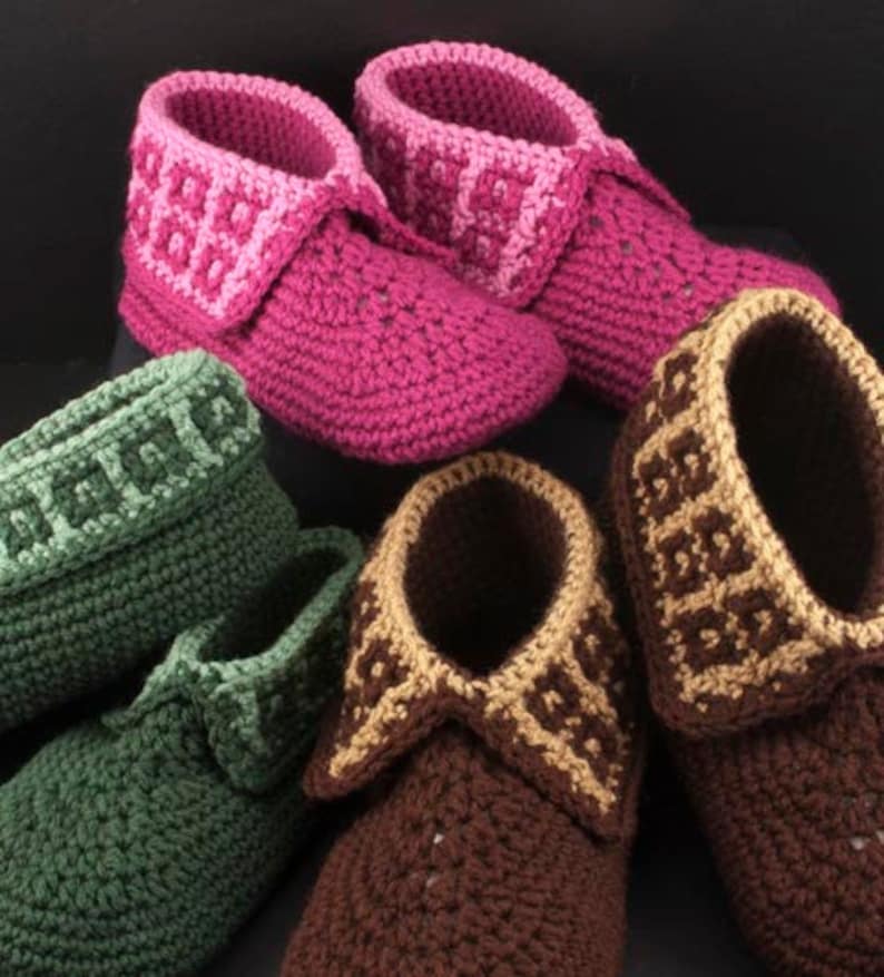 Family Slippers for men, women and teens: Crochet Slippers Pattern, PDF download image 1