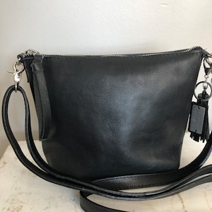 Small Black Leather Crossbody Handbag | Made to Order | Genuine Leather