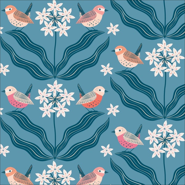 Cloud9 Fabrics Tiny and Wild Wrens In The Ramsons, 19,80 EUR/m