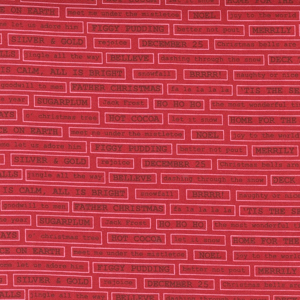 Moda Fabrics Christmas Morning Fa La La Text Cranberry, 18,00 EUR/m