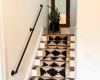 Size : 80cm Length 80-600cm Industrial Wind Iron Pipe Corridor Handrail Guard Bar Retro Water Pipe Handrail Rustic Black Stair banister handrail Stair Handrail