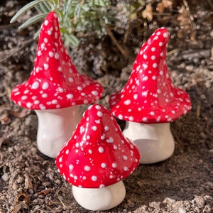 Three beautiful handmade ceramic toadstools Fabulous Fungi by Fabulousfungi-  T572