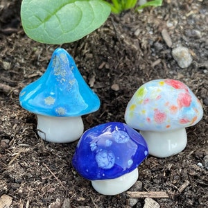 Fairy mushrooms , Fabulousfungi,-Three hand crafted ceramic toadstools, by Fabulousfungi - T448