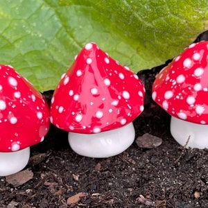 Fairy mushrooms -Small fabulous fungi. Three hand crafted ceramic toadstools by Fabulousfungi - T465