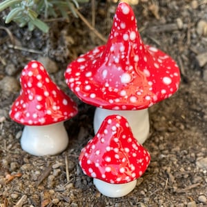 Fabulous Fungi, Three hand crafted ceramic toadstools by Fabulousfungi- T589