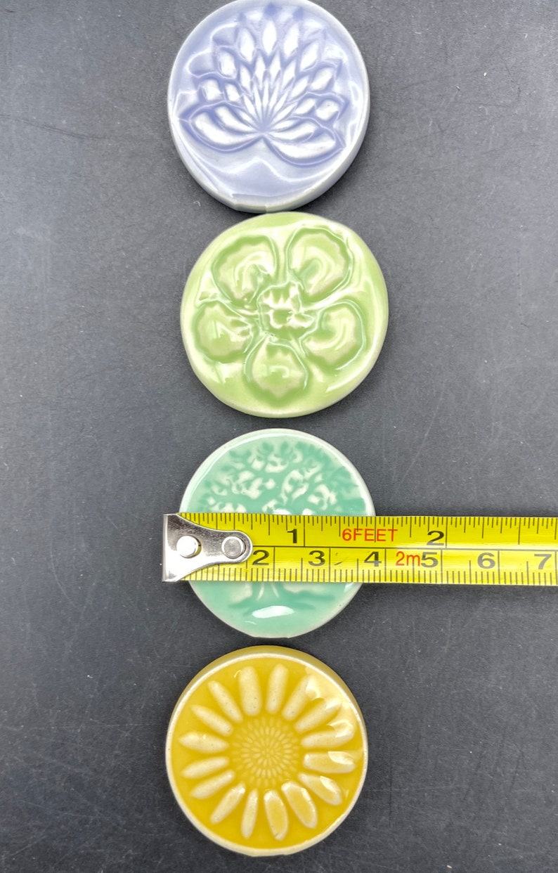 Pastel colored magnets, set of four handmade ceramic fridge magnets with neodymium magnets by Fabulousfungi image 9