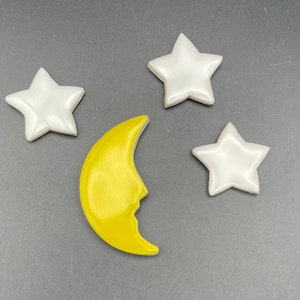 Mosaic stars and moon, set of 3 ceramic stars tiles and one ceramic moon handmade by Fabulousfungi